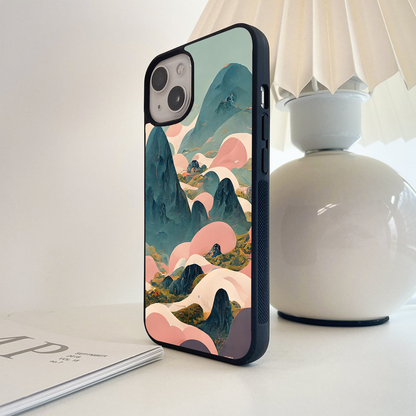 Pink Misty Mountainscape Glass Case