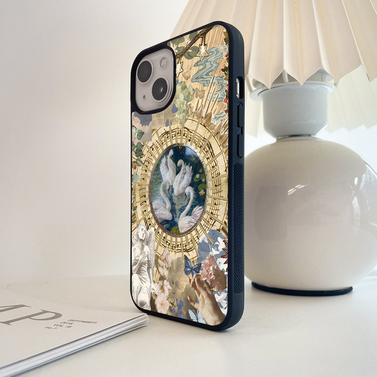 Heavenly Swan Harmony Glass Case