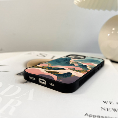 Pink Misty Mountainscape Glass Case