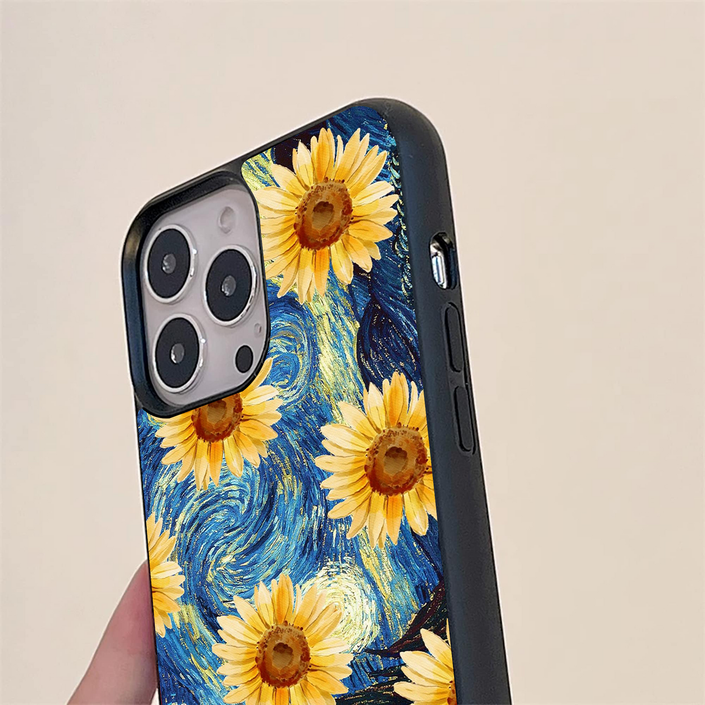 Van Gogh Sunflower Pattern Glass Case