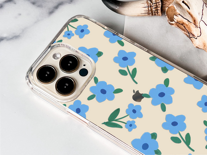 Cute Blue Small Flower Clear Silicon Case Cover