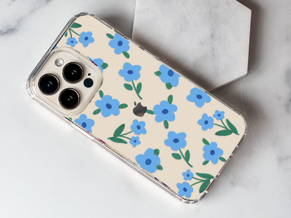 Cute Blue Small Flower Clear Silicon Case Cover