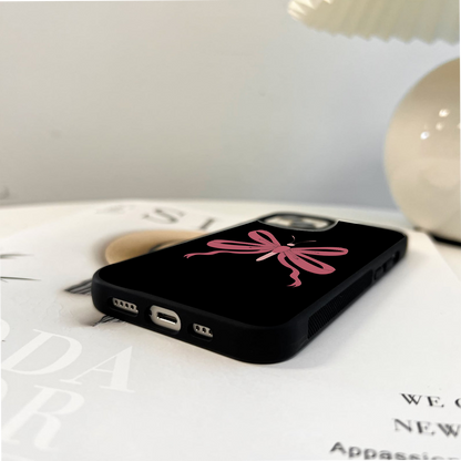 Pink Ribbon Butterfly Glass Case