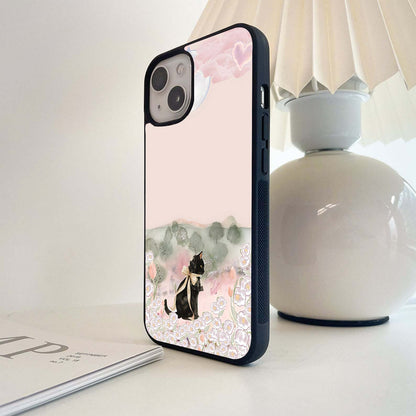 Cat Moonlit Garden Glass Case