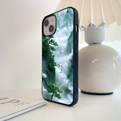 Emerald Crane Ascent Glass Case