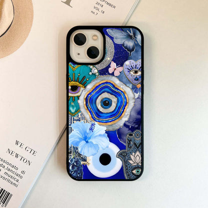 Crimson Evil Eye Charm Glass Case