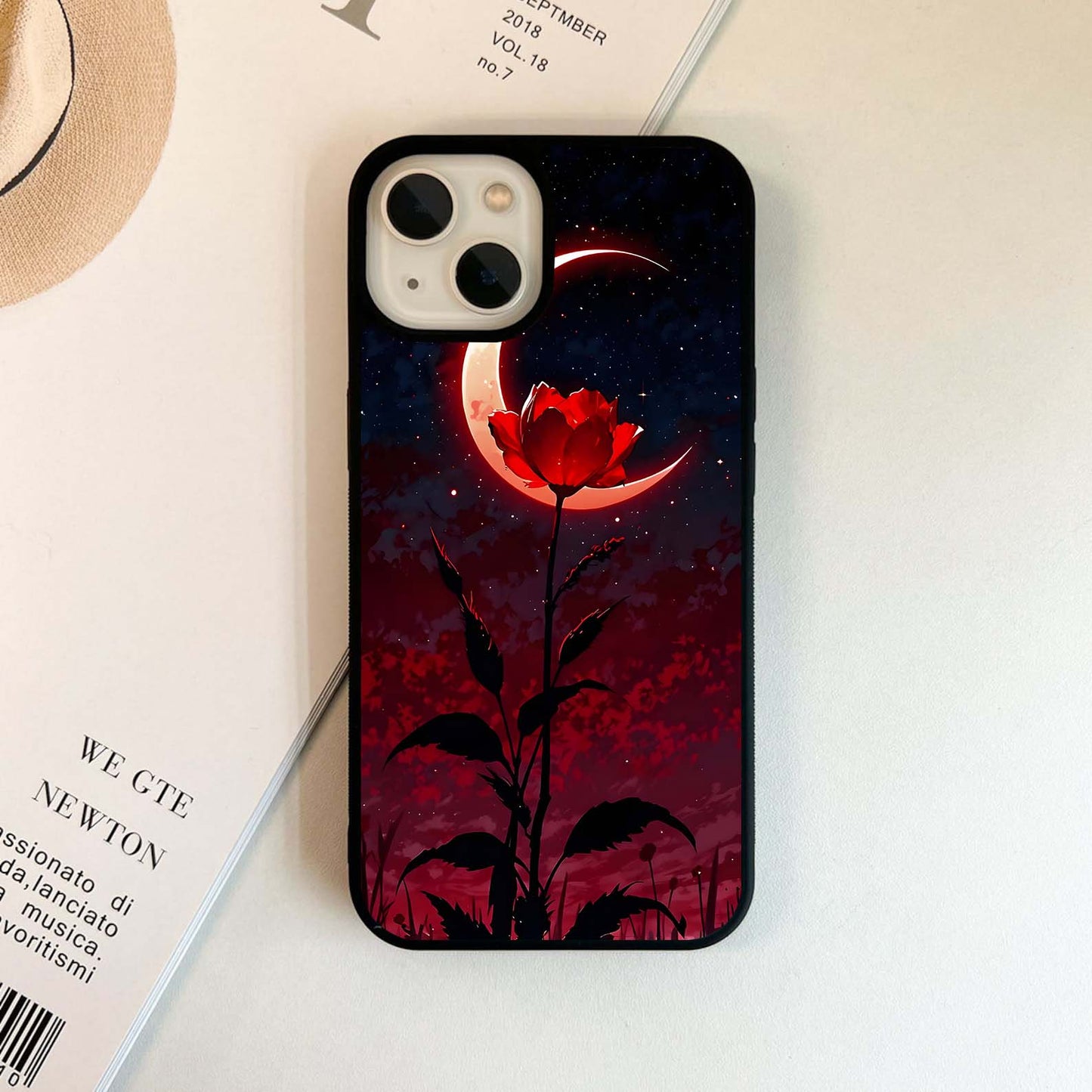 Crimson Moon Bloom Glass Case