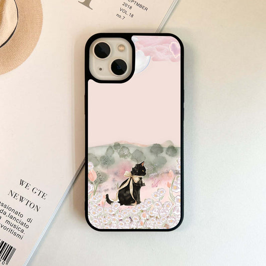 Cat Moonlit Garden Glass Case