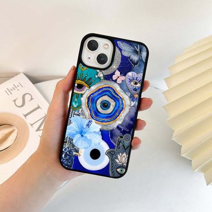 Crimson Evil Eye Charm Glass Case