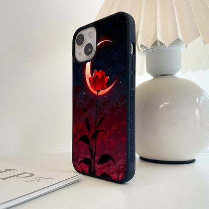 Crimson Moon Bloom Glass Case