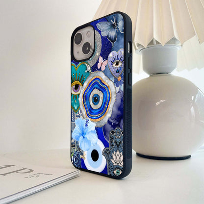 Crimson Evil Eye Charm Glass Case