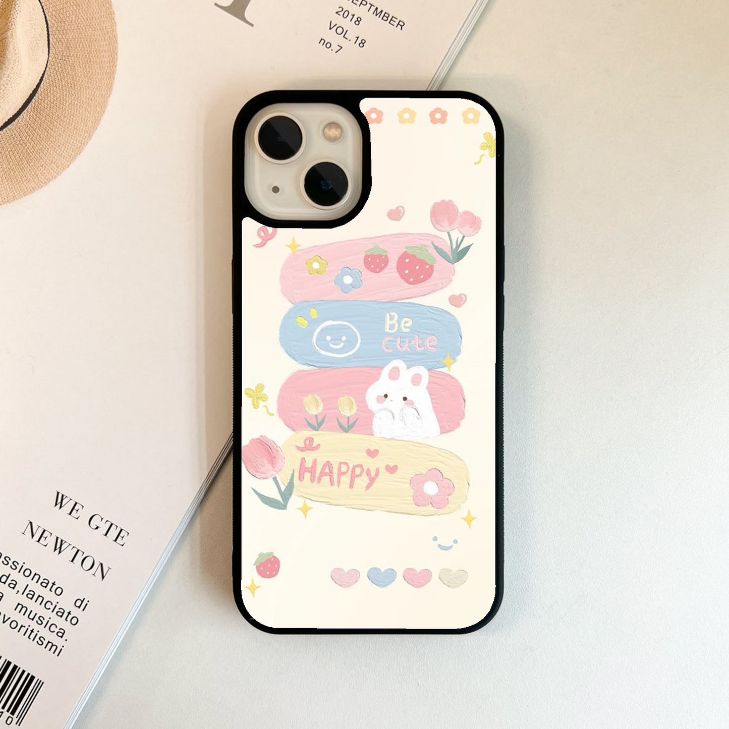 Happy Cute Bunny Glass Case