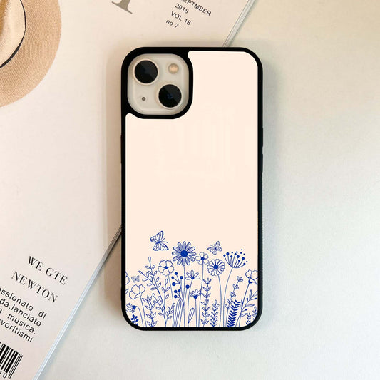 Blue Floral Art Glass Case
