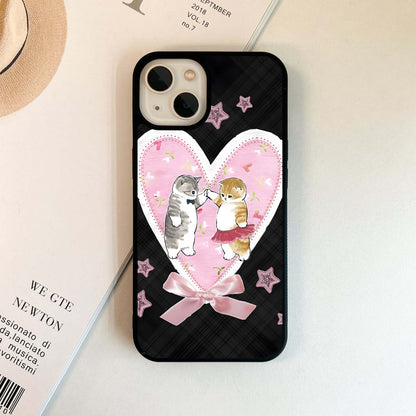 Cat Under Heart Glass Case