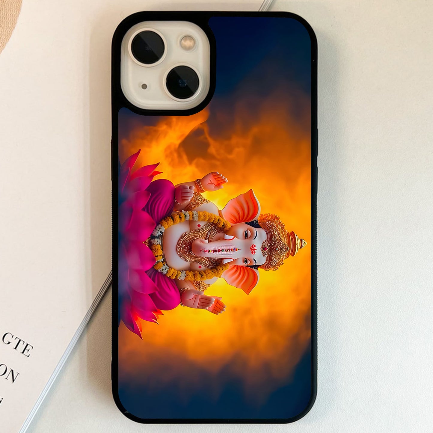 Lotus Ganesha Glow Glass Case