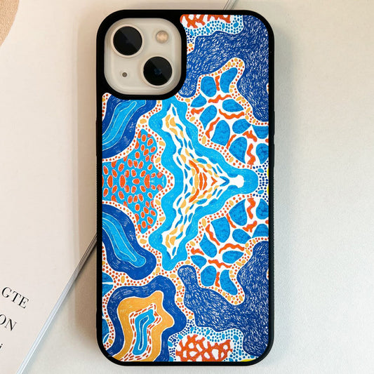 Abstract Coastal Mosaic Glass Case