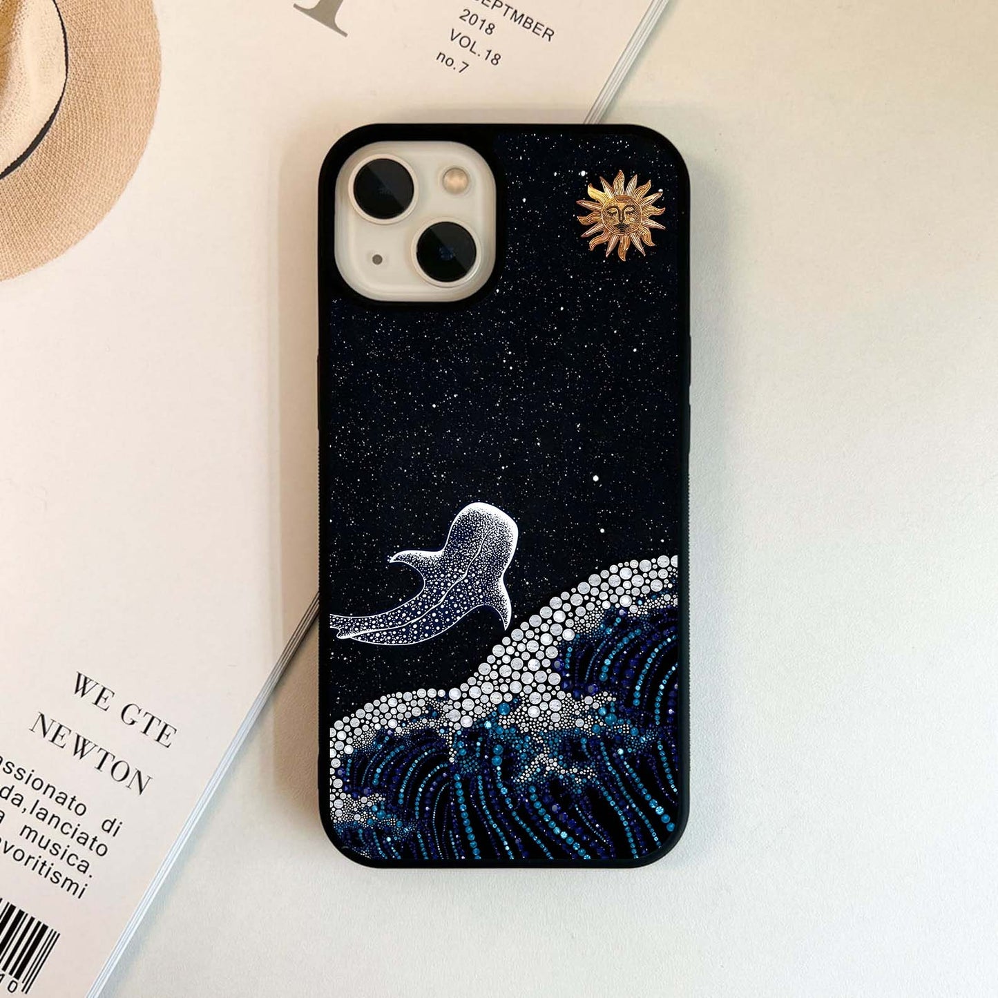 Dolphins Waving Art Glass Case