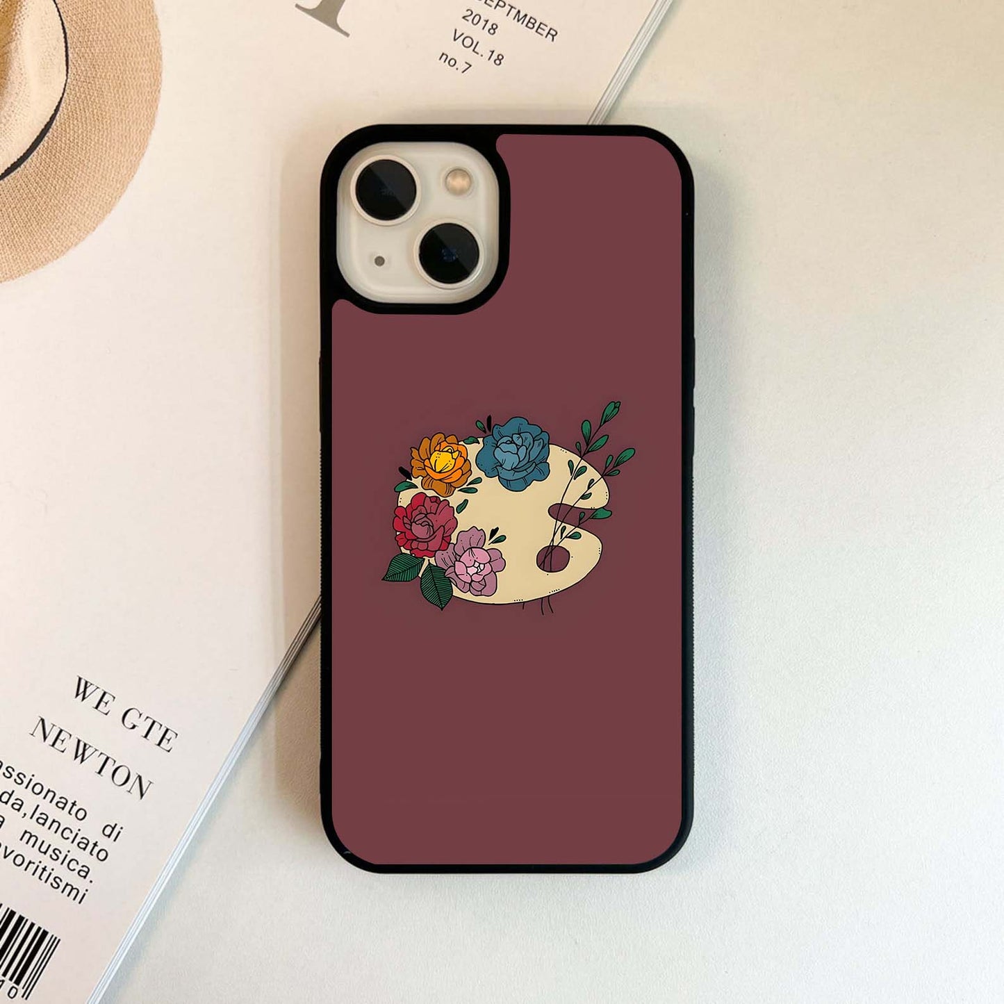 Four Colored Flowers Glass Case