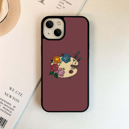 Four Colored Flowers Glass Case