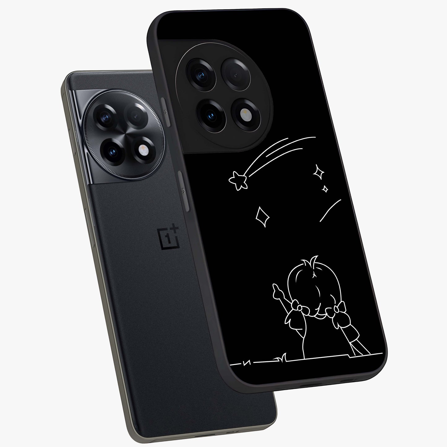 Line Art Girl With Shooting Stars Glass Case for OnePlus 11R |1+11R