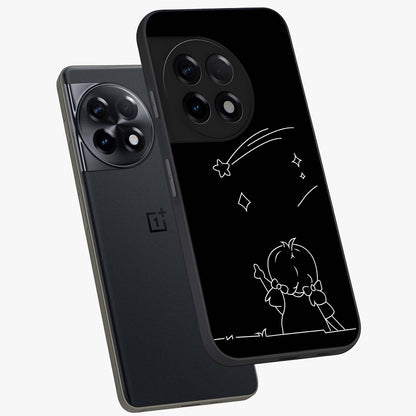 Line Art Girl With Shooting Stars Glass Case for OnePlus 11R |1+11R