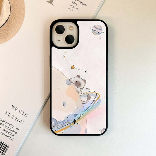 Miao Cat On Planet Glass Case