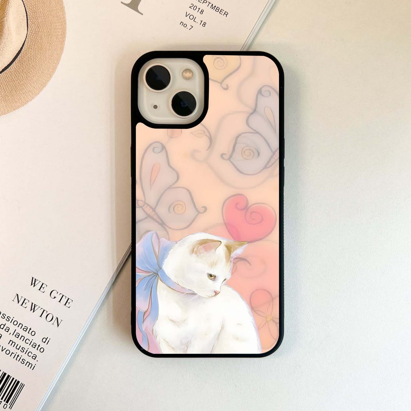 Aesthetic Shy Cat Glass Case