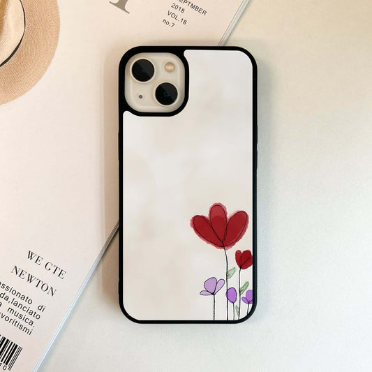 Red & Lavender Mini Flower Glass Case