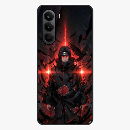 Focused Blade Discipline Glass Case showing flat back view with warrior sword themed artwork and glossy glass finish.