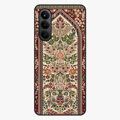 Persian Inspired Glass Case showing flat back view with ornate Persian style pattern artwork and glossy glass finish.