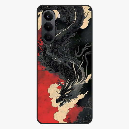 Shadow Dragon Fury Glass Case showing flat back view with fierce dragon artwork and glossy glass finish.