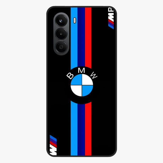 Turbo BMW Beast Glass Case showing flat back view with high performance sports car artwork and glossy glass finish.