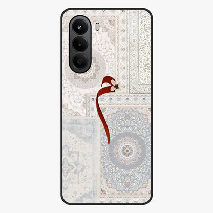 White Aesthetic Bow Glass Case showing flat back view with minimal bow artwork and glossy glass finish.