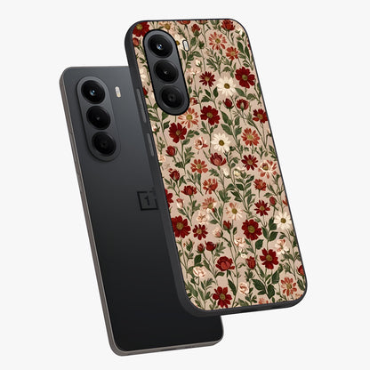 Biege Flower With Leaf Glass Case displayed in angled mockup highlighting minimal floral leaf design and elegant aesthetic.