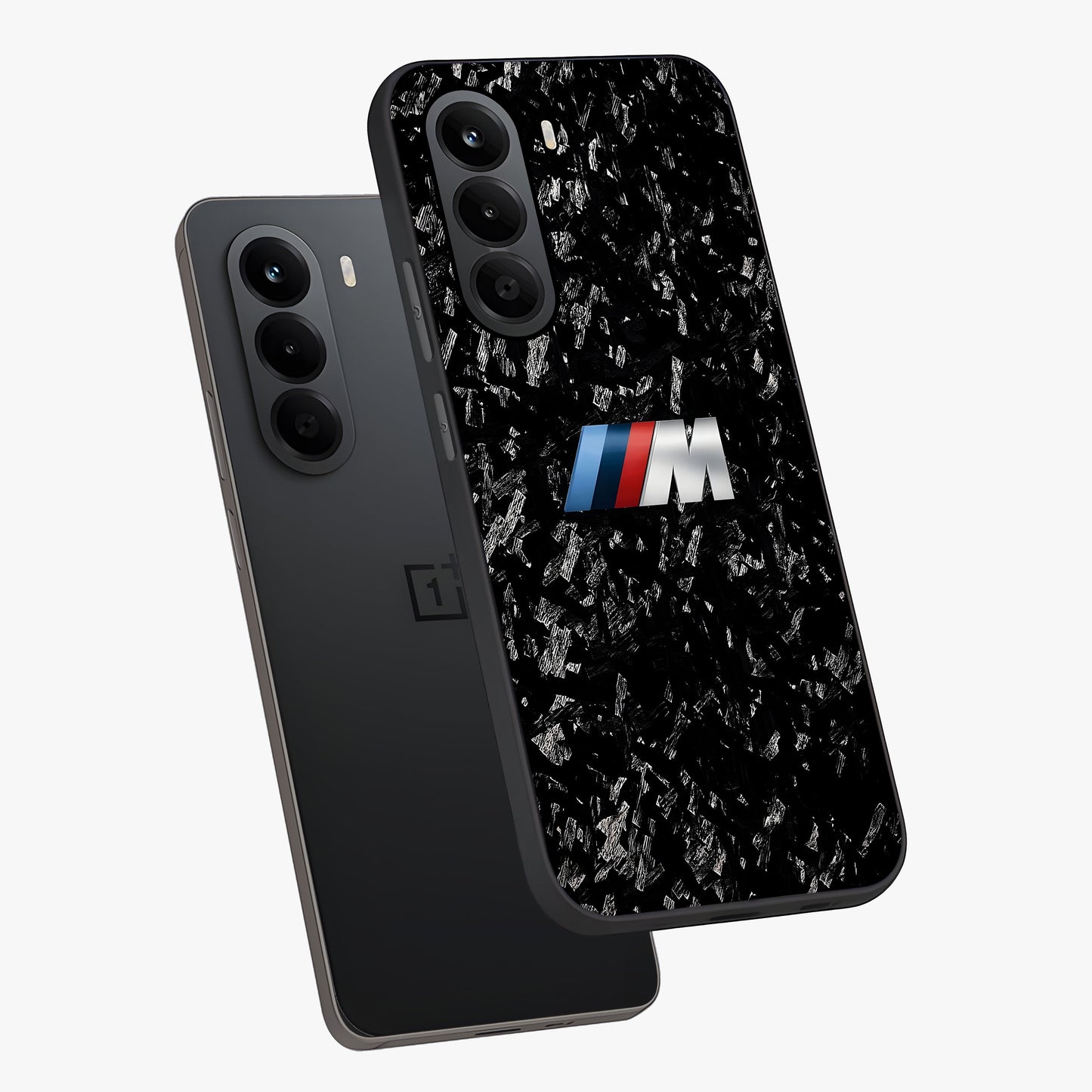 Carbon Speed Mark Glass Case displayed in angled mockup highlighting racing inspired carbon design and sleek aesthetic style.