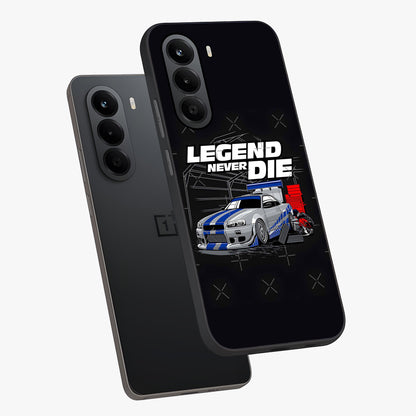 Midnight Racing Legacy Glass Case displayed in angled mockup highlighting dynamic automotive design with bold midnight aesthetic.