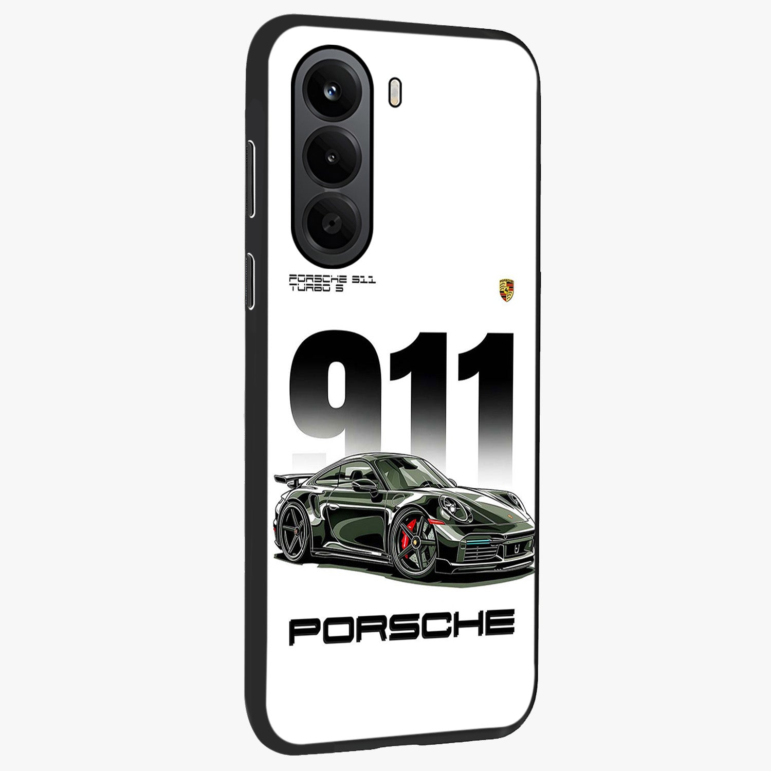 911 Turbo Dominance Glass Case upright perspective showcasing powerful racing design and modern automotive aesthetic.