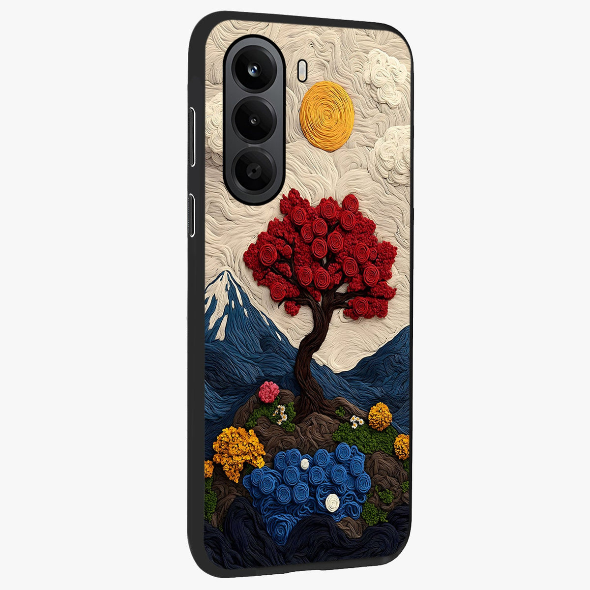 Eternal Nature Tapestry Glass Case upright view showcasing elegant nature tapestry design with decorative style.
