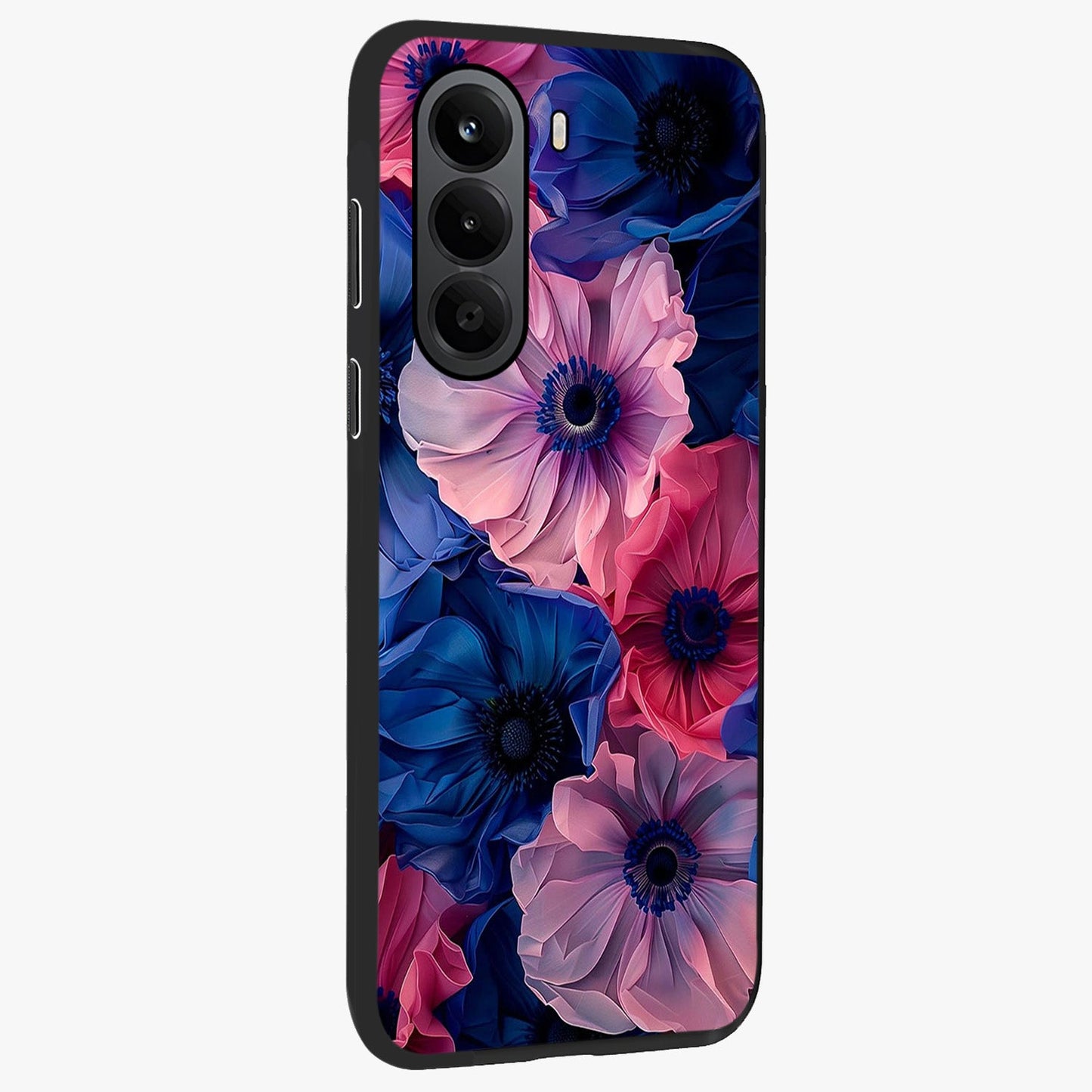Flower Paper Art Pattern Glass Case upright view showcasing decorative paper floral artwork with creative craft style.