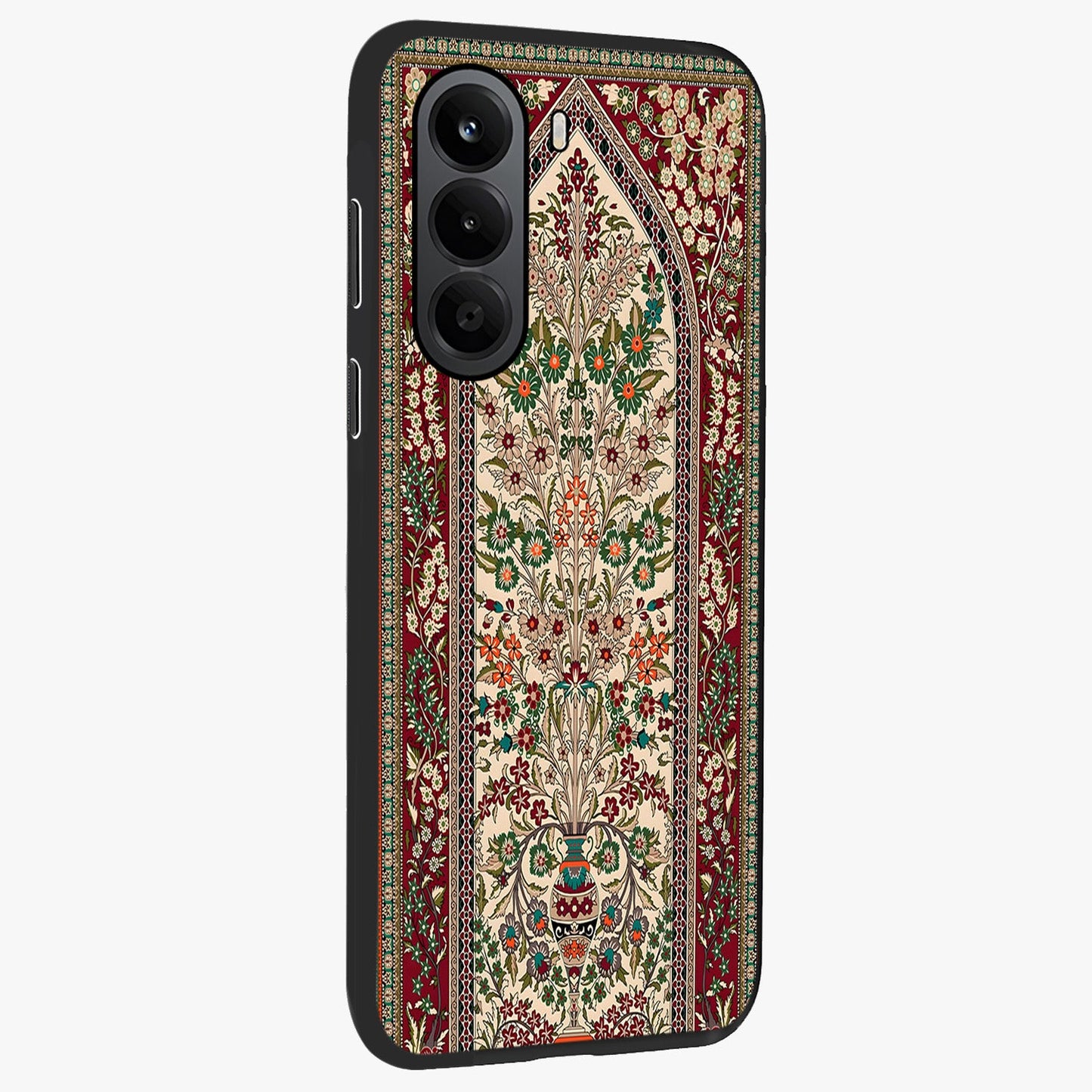 Persian Inspired Glass Case upright view showcasing decorative Persian artwork with rich heritage theme.