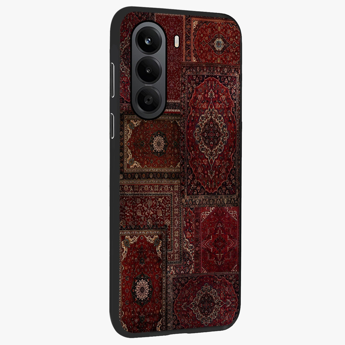 Persian Velvet Tale Glass Case upright view showcasing elegant Persian artwork with classic heritage theme.