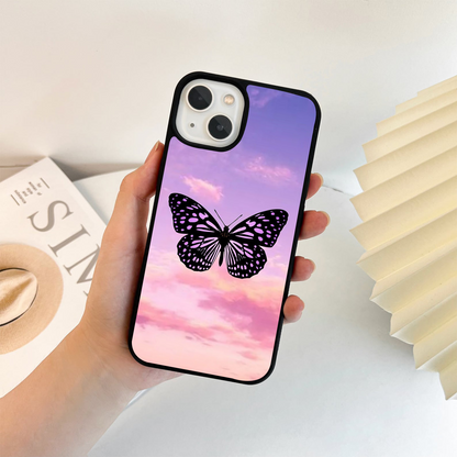 Butterfly In Sky Glass Case