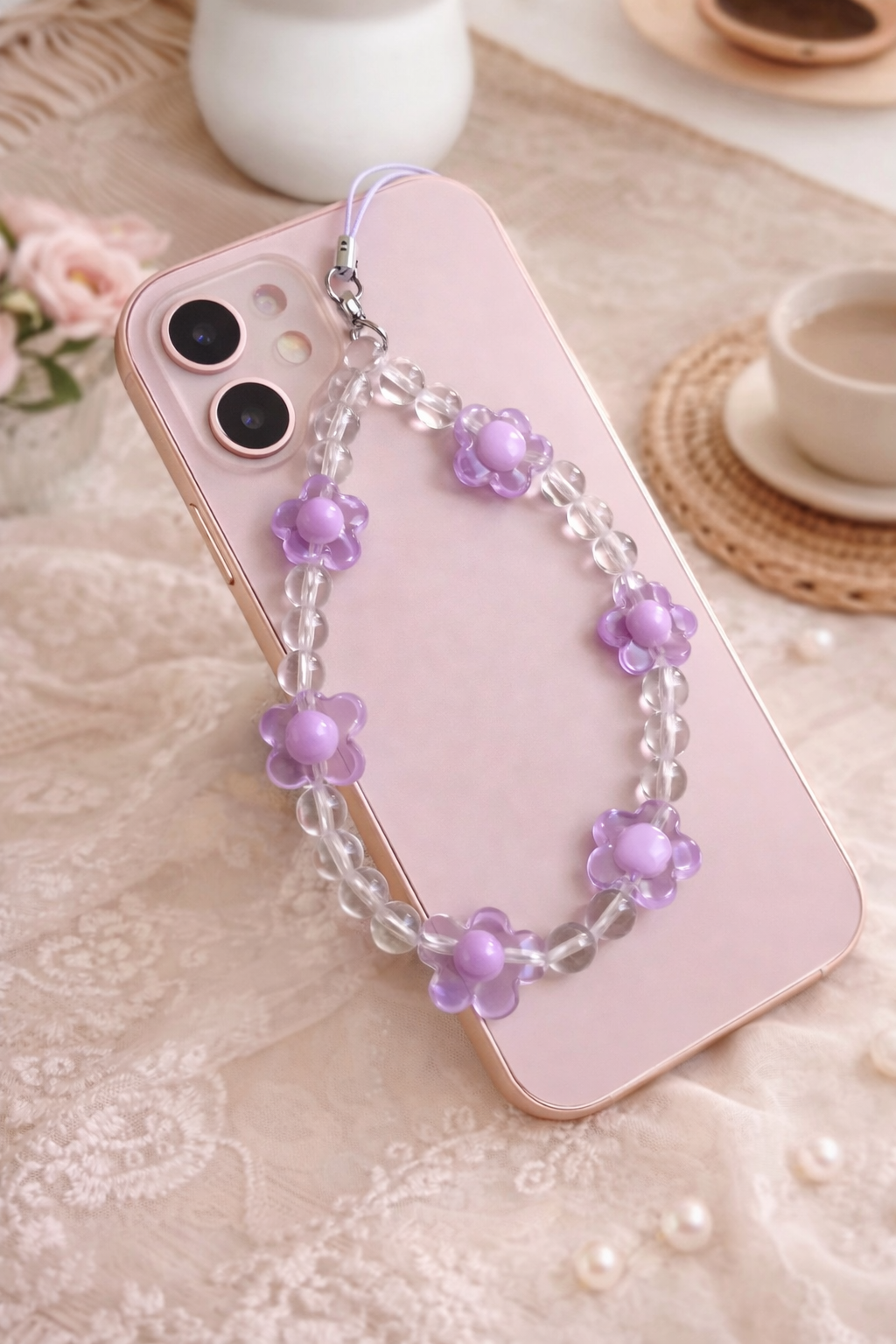 Purple Daisy Flower Phone Charm