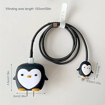 Penguin Charger Silicon Apple IPhone Charger Case | Lightning Charger/Cable Protector Cover for iPhone Chargerjkk m n