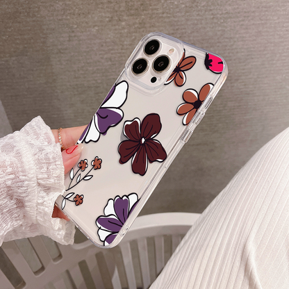 Brown and Violet Flower Clear Silicon Case Cover