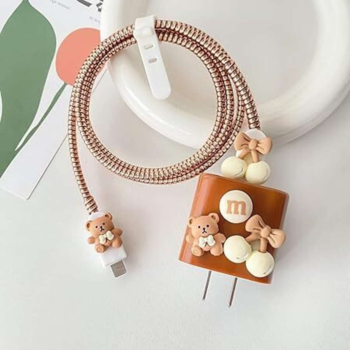 Choco Bear Charger Silicon Apple IPhone Charger Case | Lightning Charger/Cable Protector Cover for iPhone Charger
