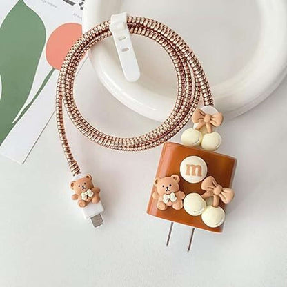 Choco Bear Charger Silicon Apple IPhone Charger Case | Lightning Charger/Cable Protector Cover for iPhone Charger