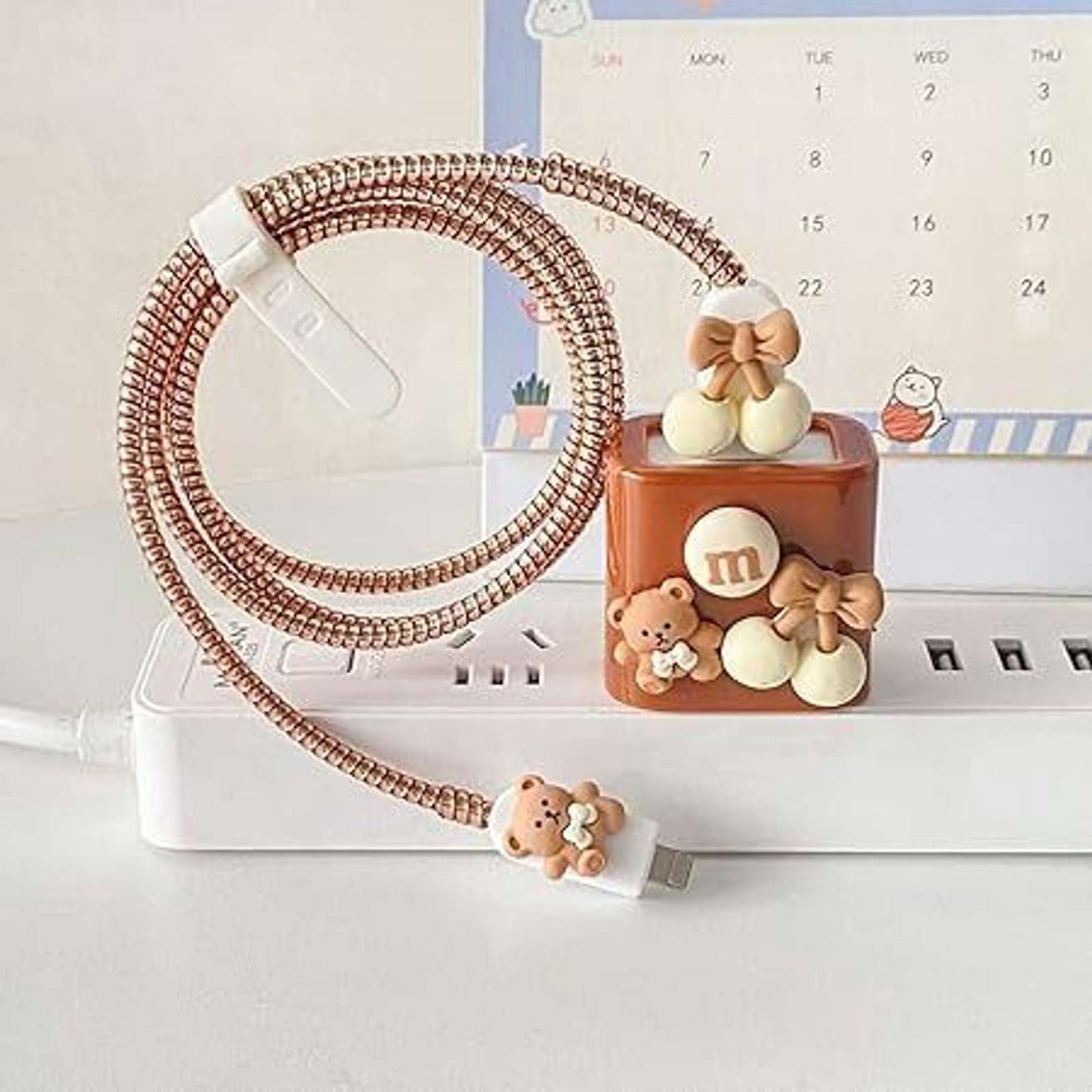 Choco Bear Charger Silicon Apple IPhone Charger Case | Lightning Charger/Cable Protector Cover for iPhone Charger