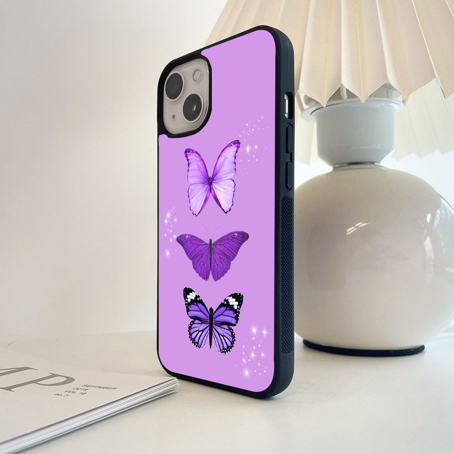 Purple Butterfly Glass Case