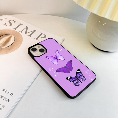 Purple Butterfly Glass Case